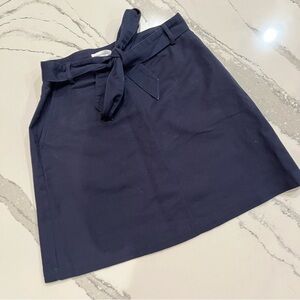 Warehouse Highwaisted Navy Tie Waist Skirt